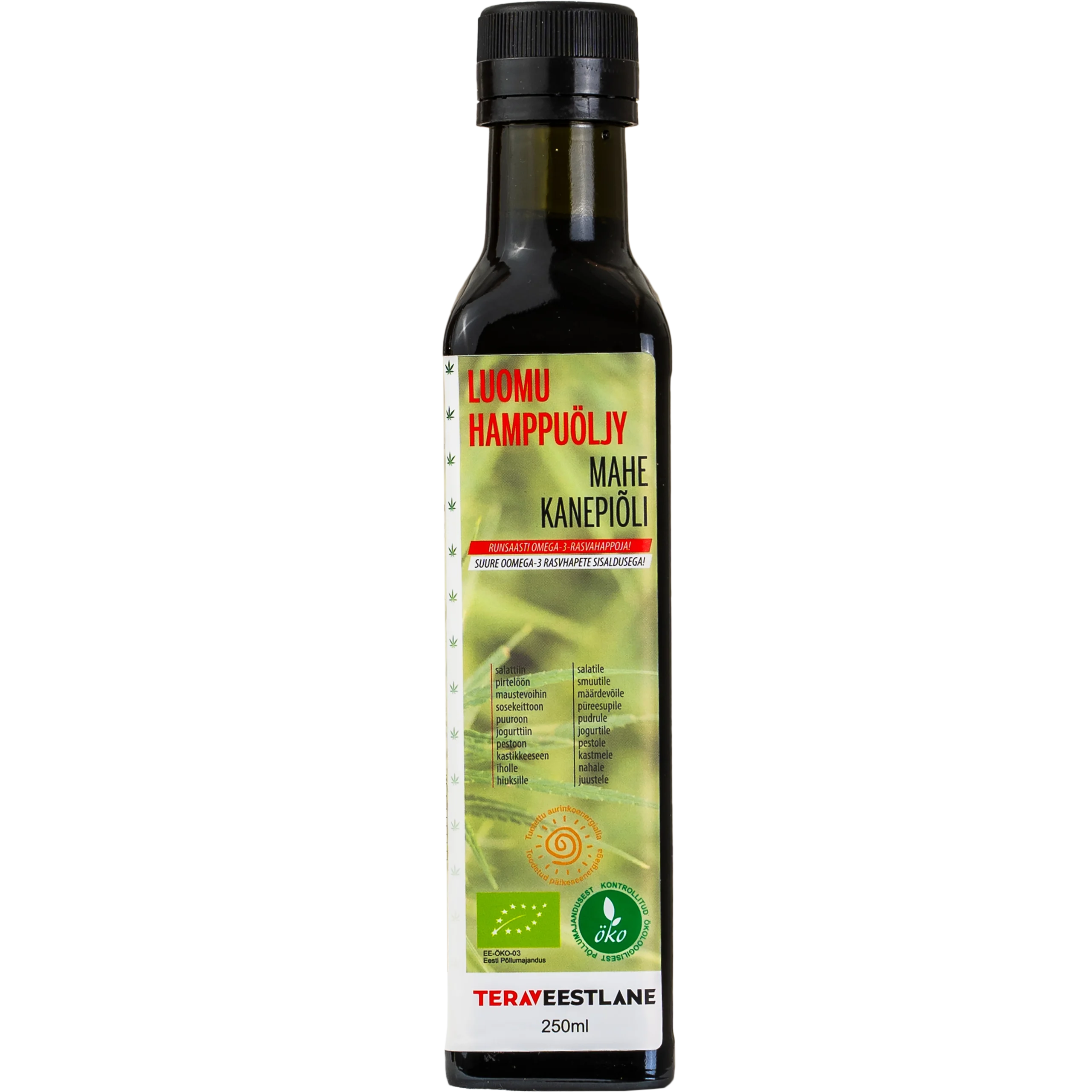 Kylmäpuristettu HAMPPUÖLJY 250ml luomu Terav Eestlane