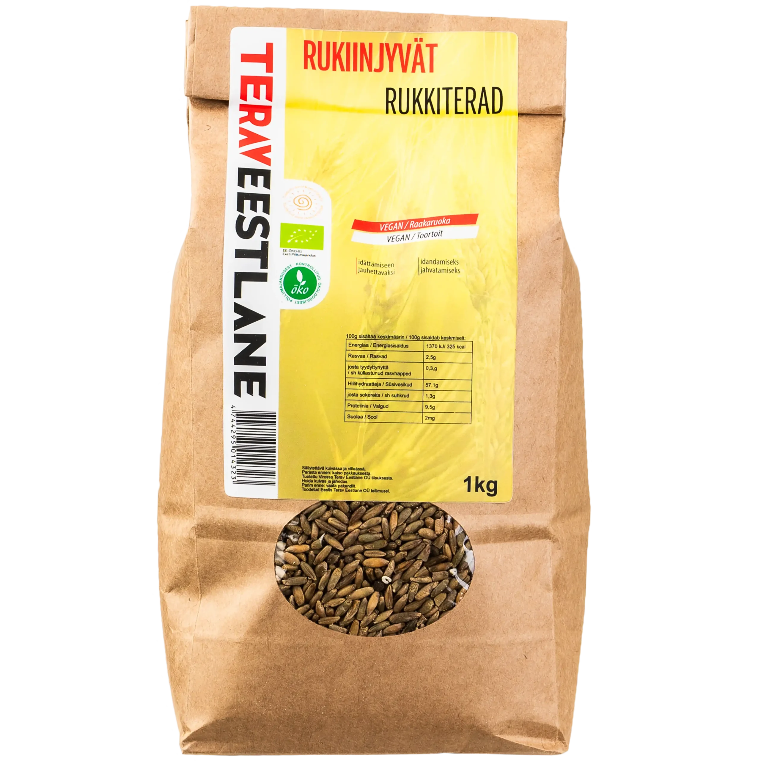 Rukiinjyvät 1kg luomu Terav Eestlane